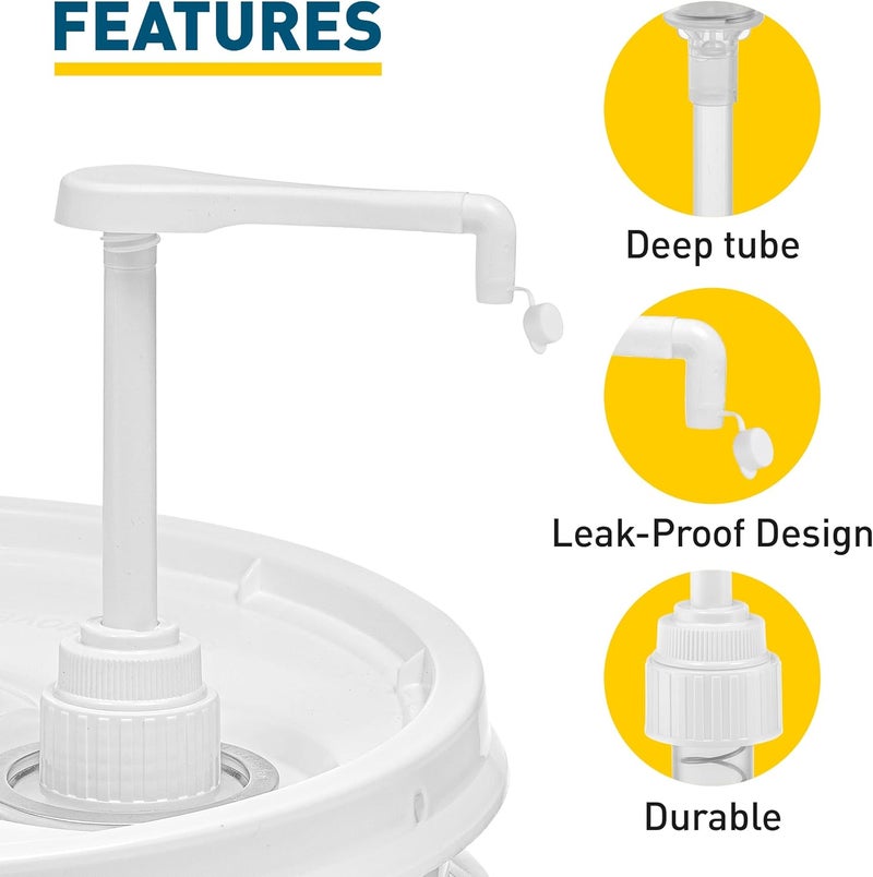 shopperals Heavy-Duty 5-Gallon Bucket Pump Dispenser – Compatible with Oil, Laundry Soap, Detergent, Fabric Softener, Degreasers, and More. Includes a Leak-Proof Cap, Making it Ideal for Commercial and Household - Image 3